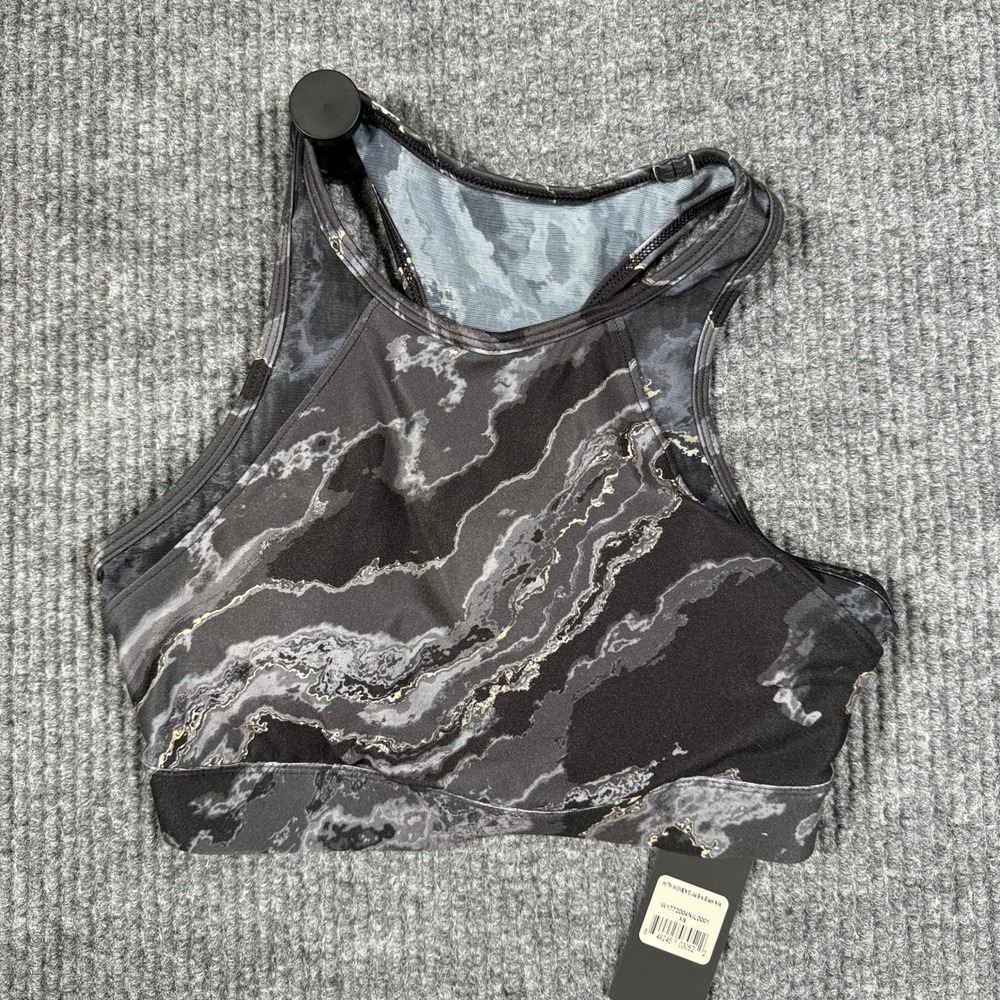 WITH Womens Jia Bra Black Nile Marble High Neck Sports Bra XS